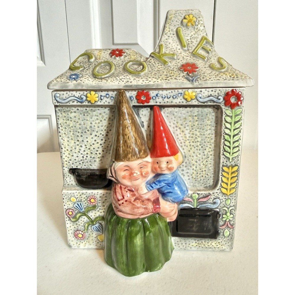 Vintage Unieboek Gnomes Cookie Jar Swedish Tomte Kabouter Gorham Japan 1980